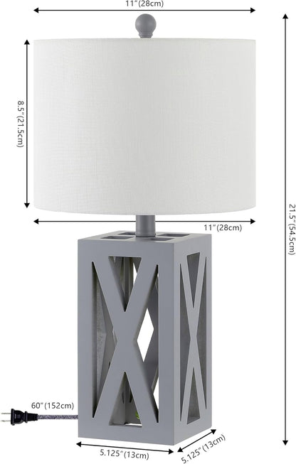 Stewart Rustic Wood Bedside Table Lamp 21.5", Brown