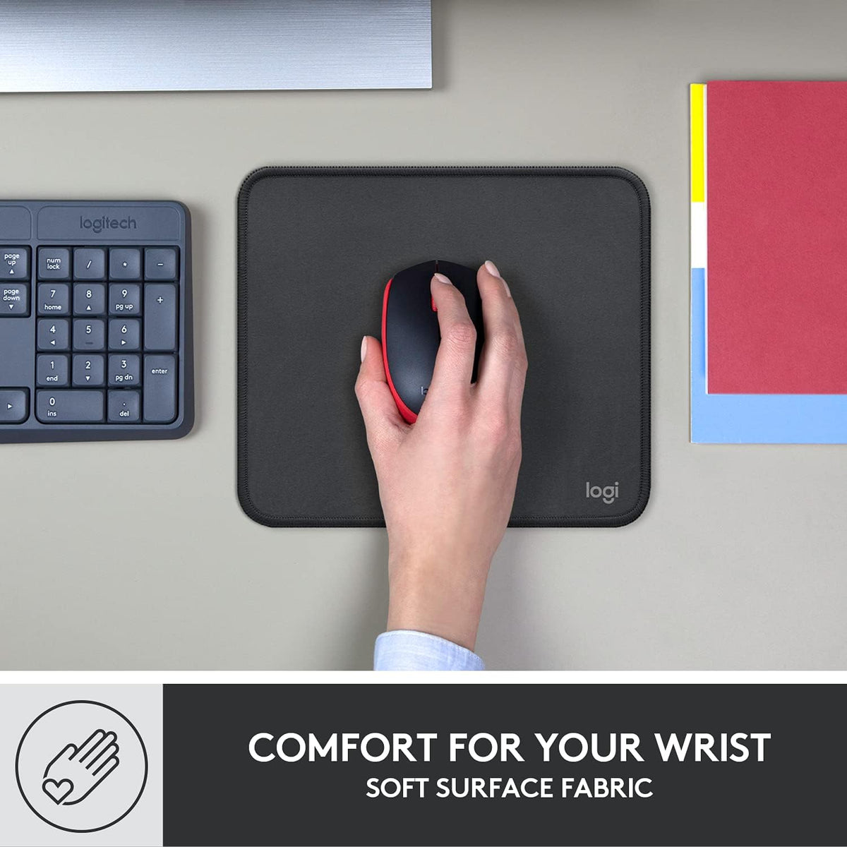 Studio Series Small Mouse Pad, Anti-Slip 9x8 Inches, Graphite