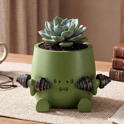 5" Reading Happy Face Pot Pink Resin Planter