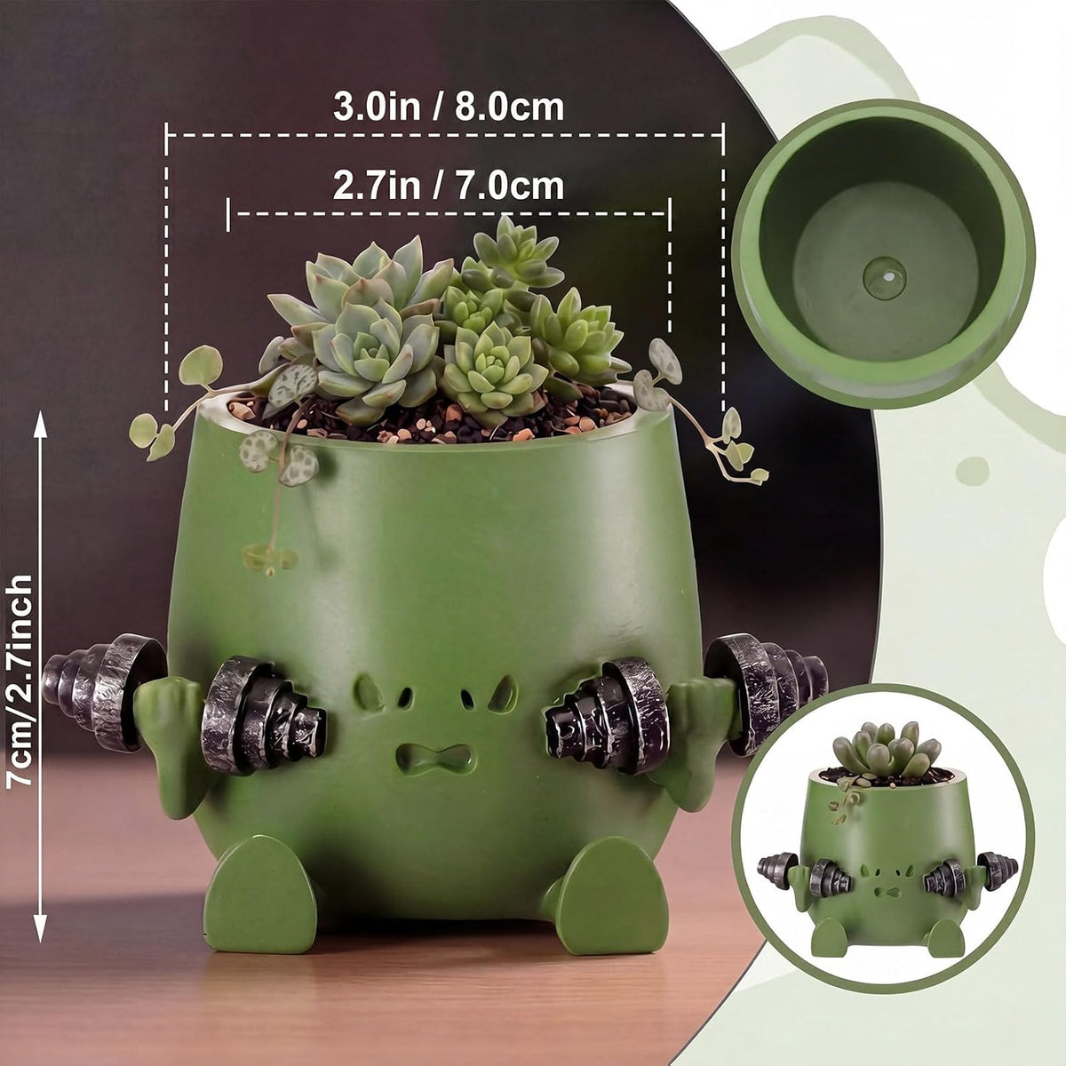 5" Reading Happy Face Pot Pink Resin Planter