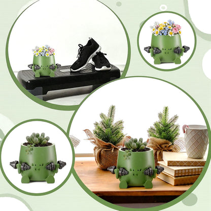 5" Reading Happy Face Pot Pink Resin Planter