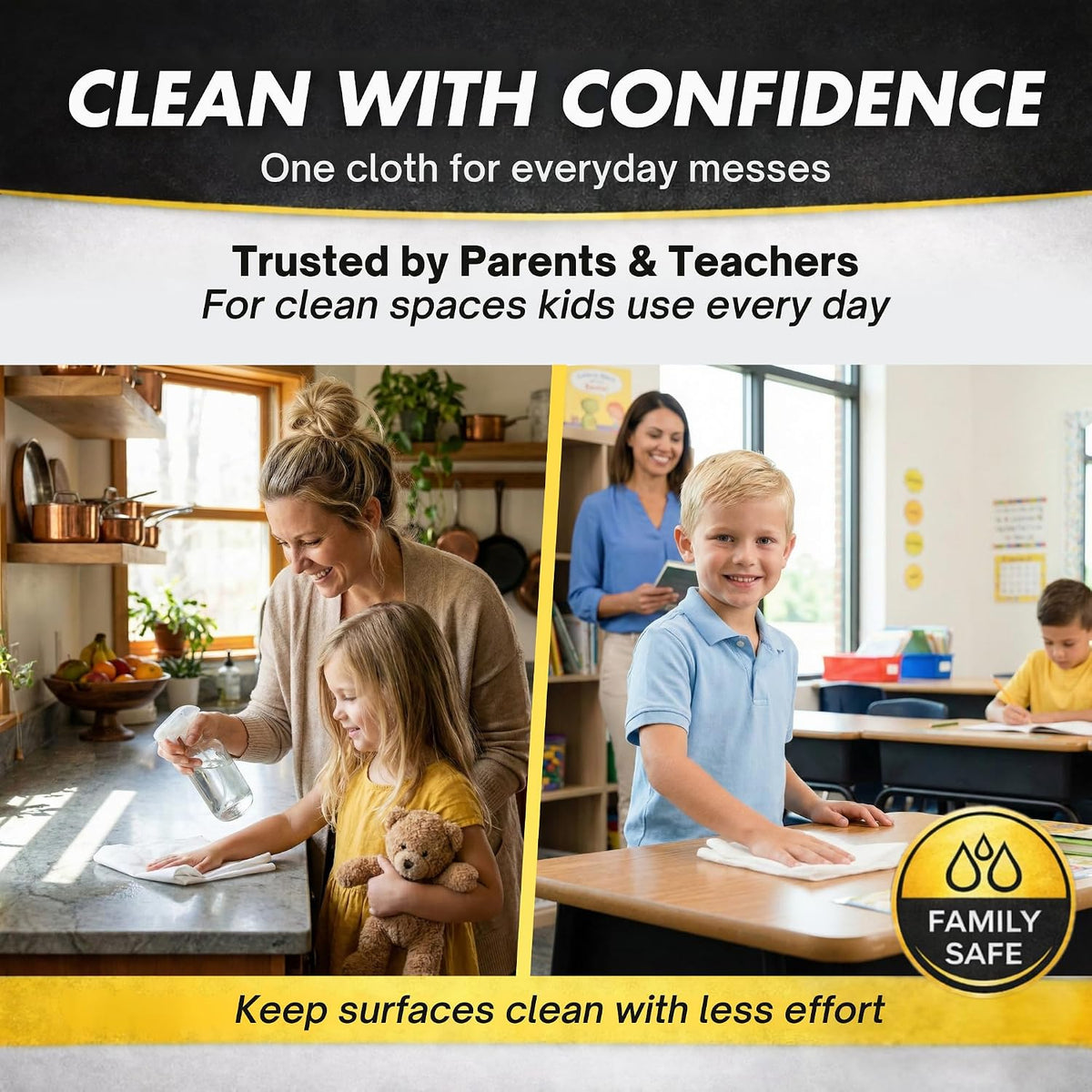 Microfiber Magic Cloth, Streak-Free Glass & Window Cleaning Cloth