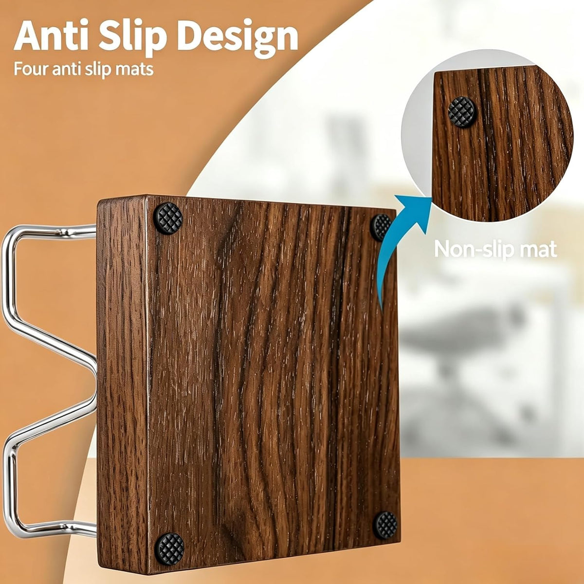 Walnut Wood Sticky Note Holder, 3 x 3 inch Self Stick Note Pad Holder, Post It Note Dispenser Desk Accessories for School and Office Desk Organizer, Gold