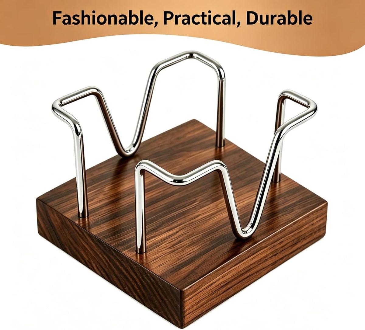 Walnut Wood Sticky Note Holder, 3 x 3 inch Self Stick Note Pad Holder, Post It Note Dispenser Desk Accessories for School and Office Desk Organizer, Gold