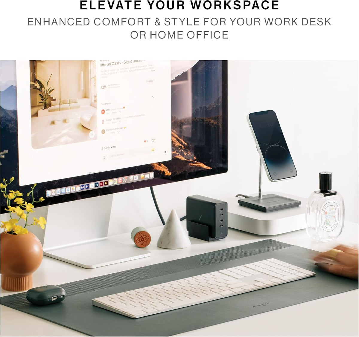 Desk Mat – Water-Resistant Dual-Sided Desk Pad for Office or Home – for Laptop, Mouse, Keyboard, Writing – Easy to Clean & Protective – Made of Sustainable Materials – 25.6" x 14.1"