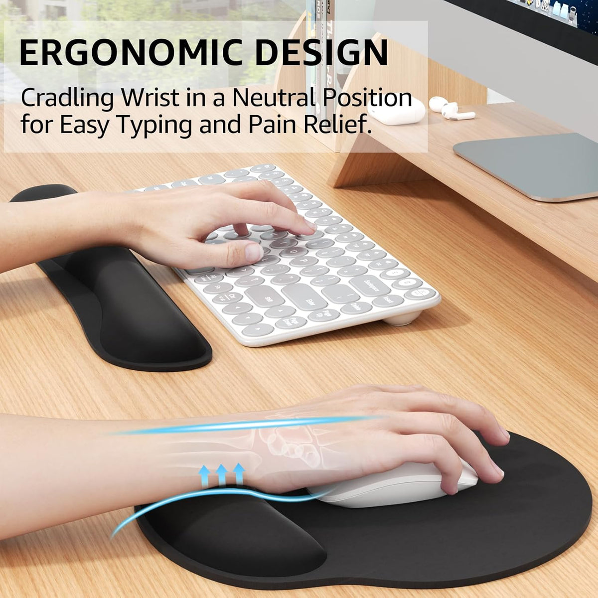 Keyboard Wrist Rest & Mouse Pad with Wrist Rest, Black