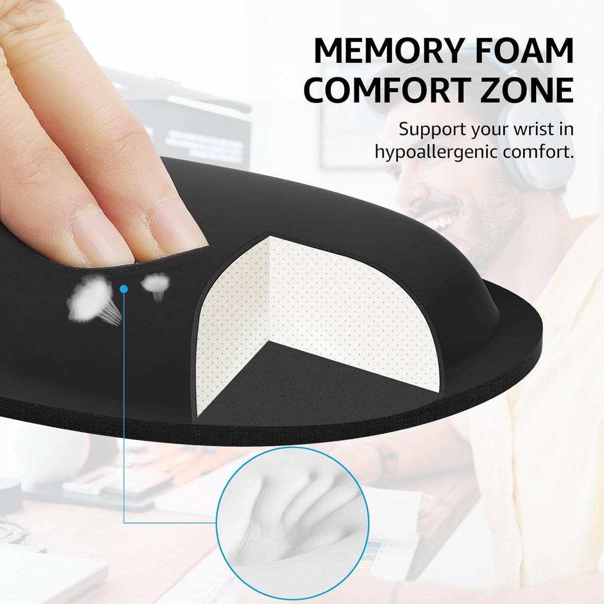 Keyboard Wrist Rest & Mouse Pad with Wrist Rest, Black