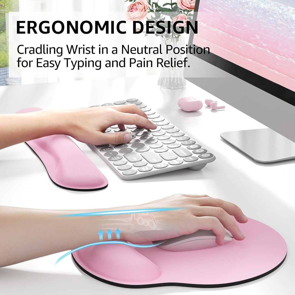Keyboard Wrist Rest & Mouse Pad with Wrist Rest, Black