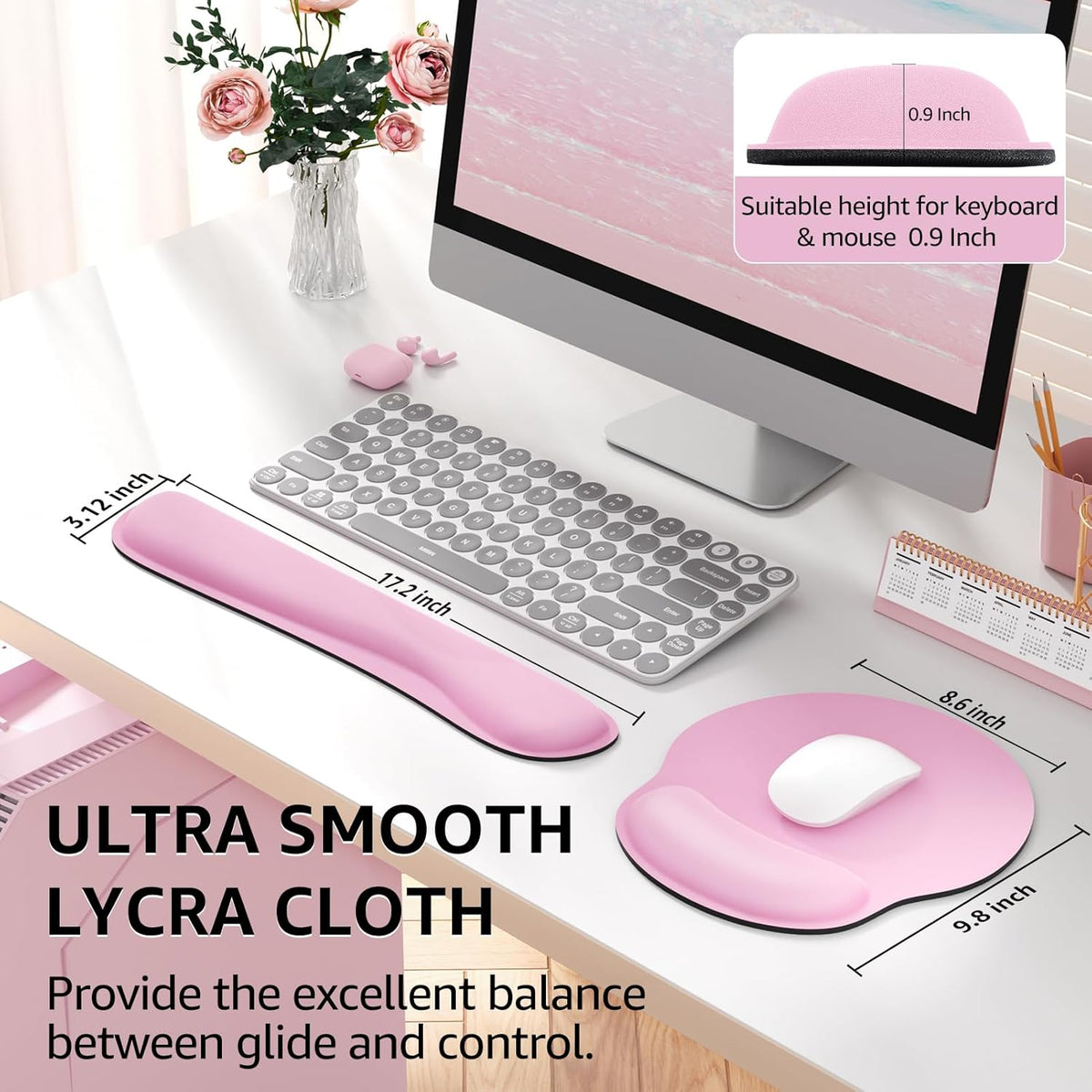 Keyboard Wrist Rest & Mouse Pad with Wrist Rest, Black