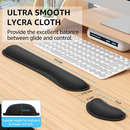 Keyboard Wrist Rest & Mouse Pad with Wrist Rest, Black