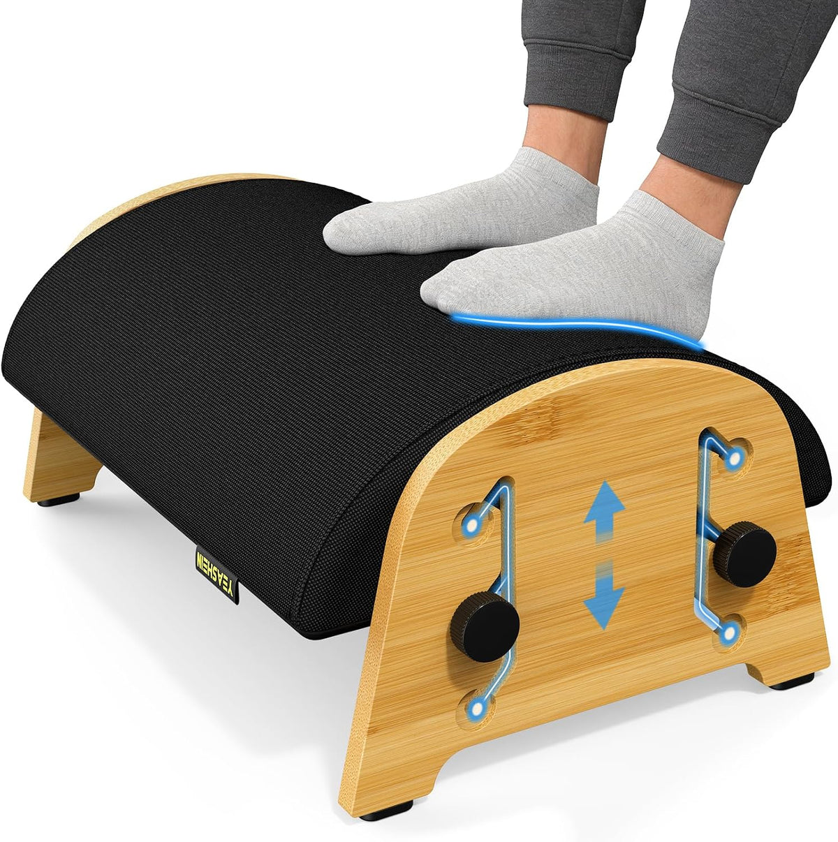 YESHEIN Ergonomic Foot Rest Under Desk At Work, 6 Positions, Bamboo Wood
