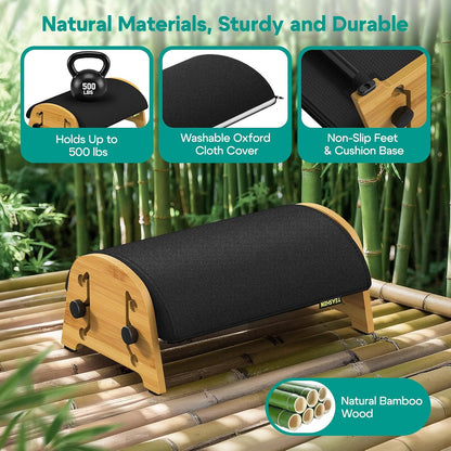 YESHEIN Ergonomic Foot Rest Under Desk At Work, 6 Positions, Bamboo Wood