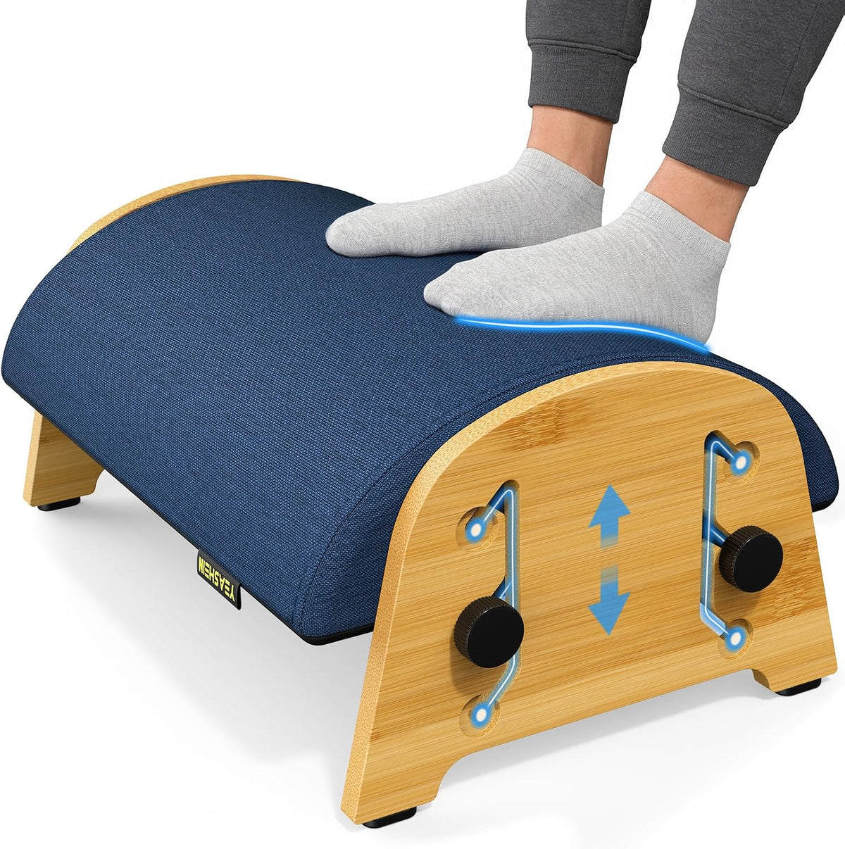 YESHEIN Ergonomic Foot Rest Under Desk At Work, 6 Positions, Bamboo Wood