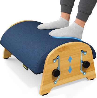 YESHEIN Ergonomic Foot Rest Under Desk At Work, 6 Positions, Bamboo Wood