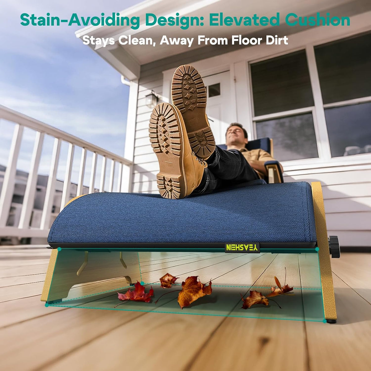YESHEIN Ergonomic Foot Rest Under Desk At Work, 6 Positions, Bamboo Wood