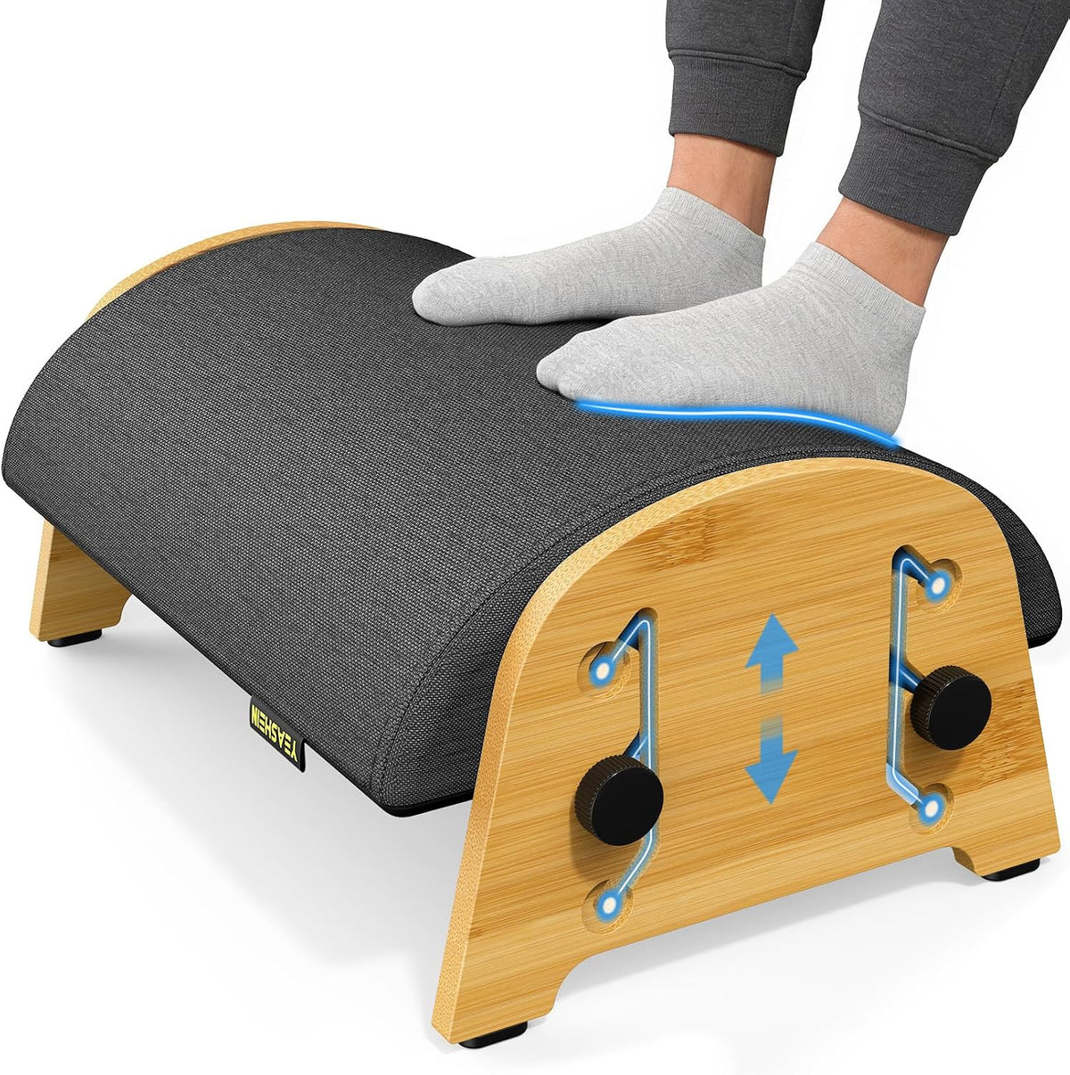 YESHEIN Ergonomic Foot Rest Under Desk At Work, 6 Positions, Bamboo Wood