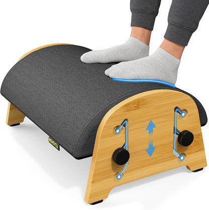 YESHEIN Ergonomic Foot Rest Under Desk At Work, 6 Positions, Bamboo Wood