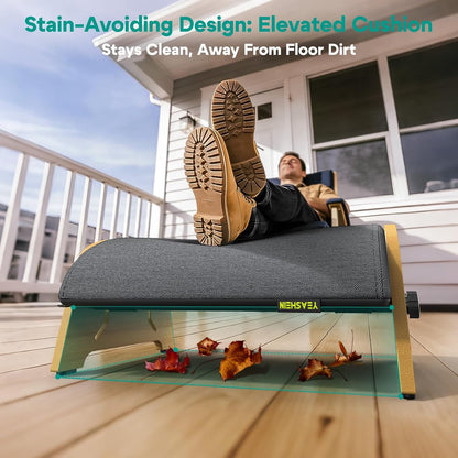 YESHEIN Ergonomic Foot Rest Under Desk At Work, 6 Positions, Bamboo Wood