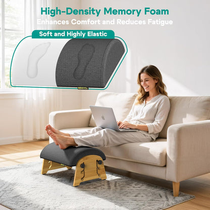 YESHEIN Ergonomic Foot Rest Under Desk At Work, 6 Positions, Bamboo Wood