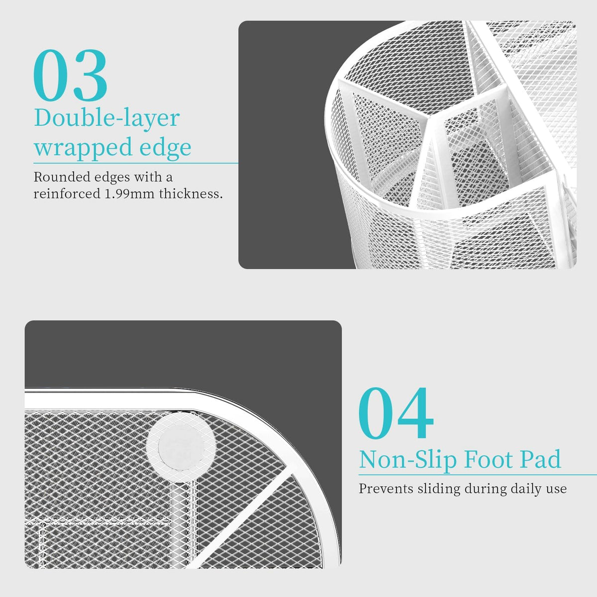 Mesh Desk Organizer, Pen Holder for Desk with 2 Drawers, Black