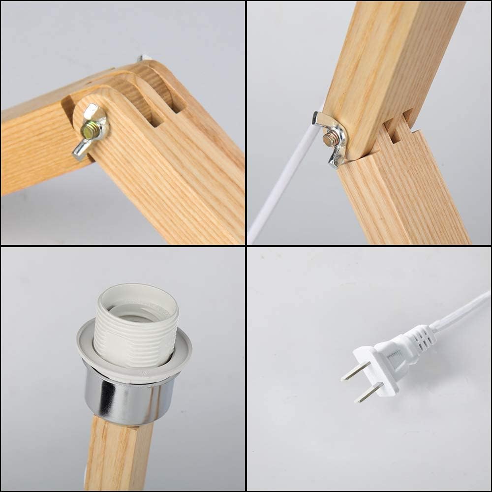 Robot Bedside Lamp, Fabric Lampshade Match Foldable Solid Wood Body, Creative E27 Screw Table Lamp for Bedroom Living Room