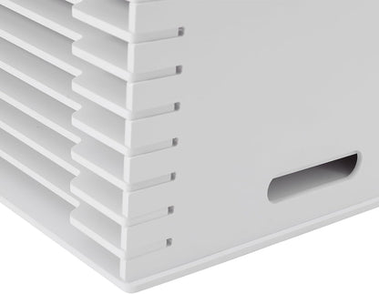 15-Slot Desktop File Organizer Rack, Vertical PVC Paper Storage Shelf for 12x12 Sheets, Office Document Sorter for Home Office, Classroom, Craft Room and Magazine Storage (White)