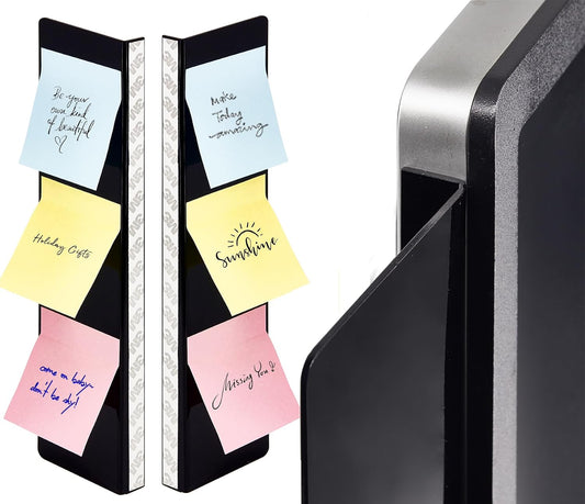 Monitor Memo Board for Slim Monitor, Monitor Sticky Note Holder for No Edge Monitors, Computer Side Board memo, 2 Pack Black Monitor Side Panel for Home Office Decor.