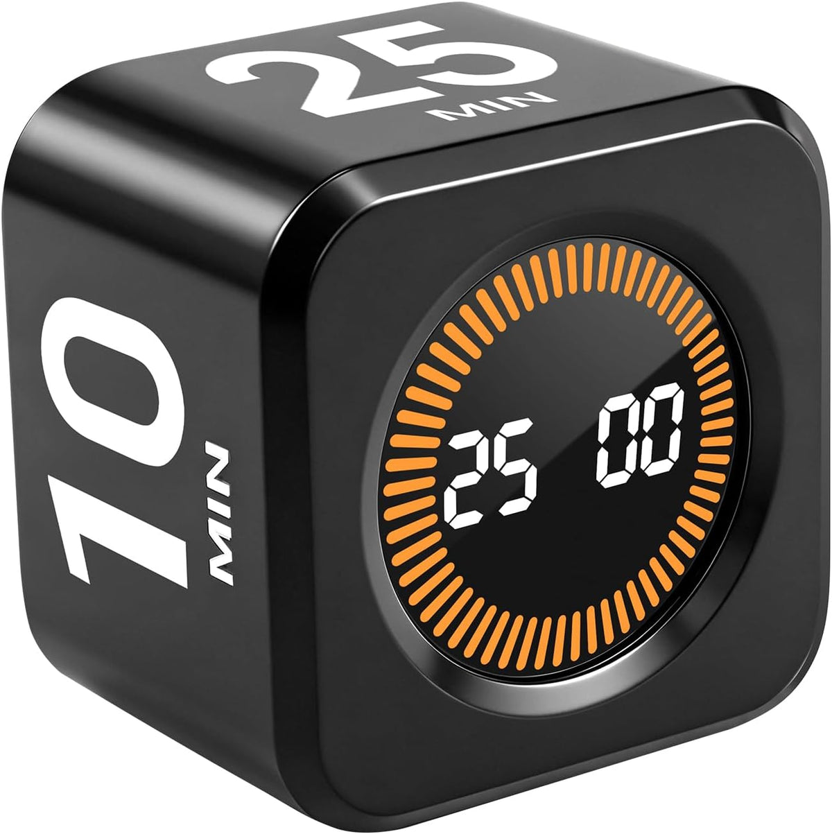 Rotating Timer Cube for Productivity — 5/25/10/50 Minutes Preset, Digital Gravity Sensor Desk Visual Timer for ADHD, Silent Mode, Ideal for Office, Study, Kitchen & Kids