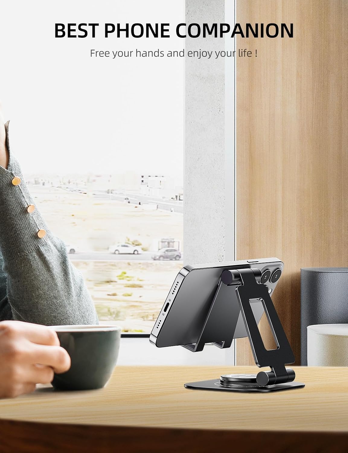 360° Rotating Multi-Angle Adjustable Phone Stand, Charging-Friendly