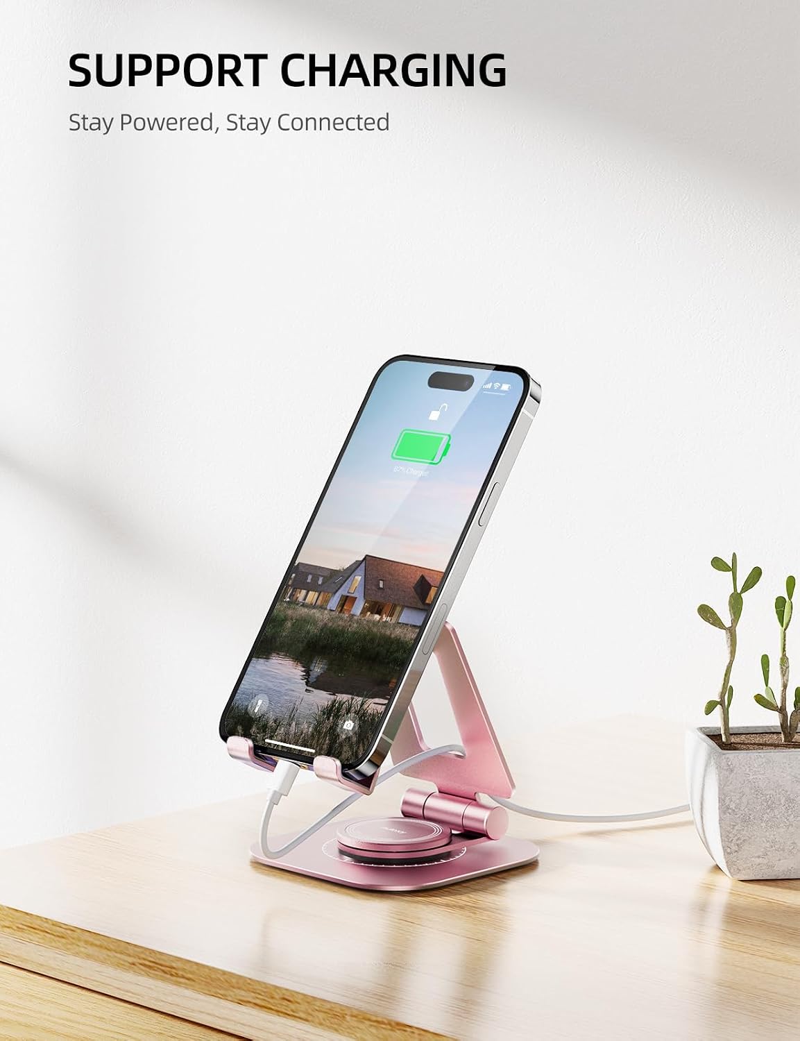 360° Rotating Multi-Angle Adjustable Phone Stand, Charging-Friendly