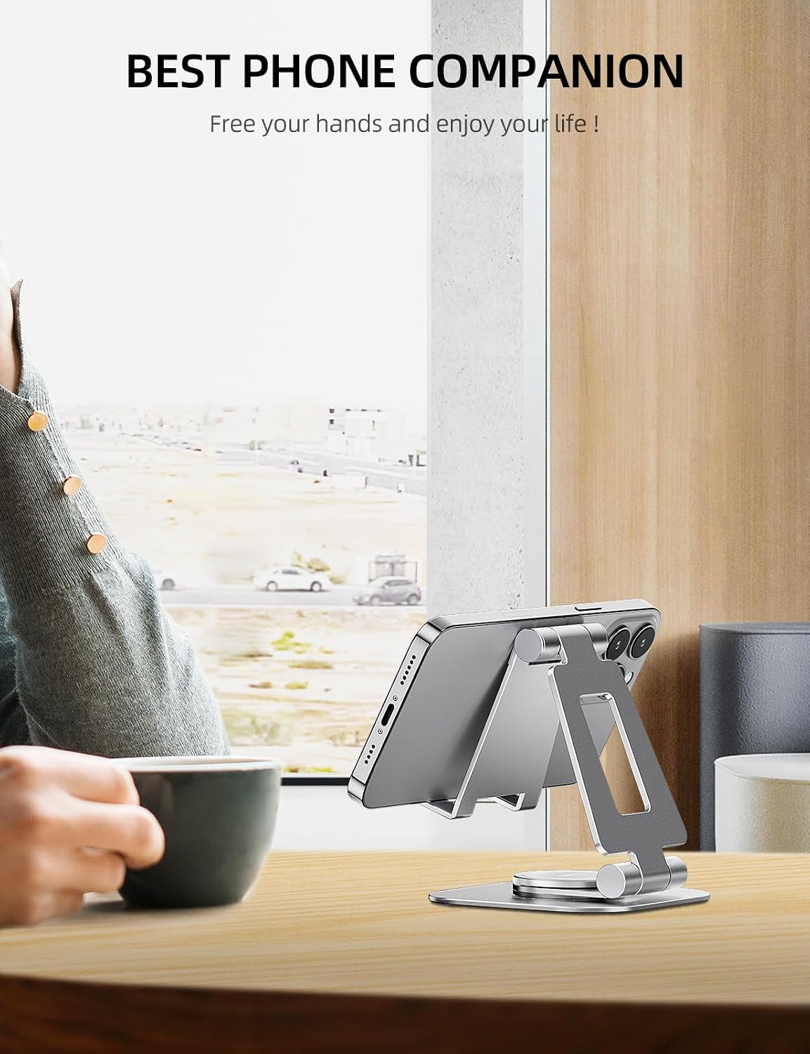 360° Rotating Multi-Angle Adjustable Phone Stand, Charging-Friendly