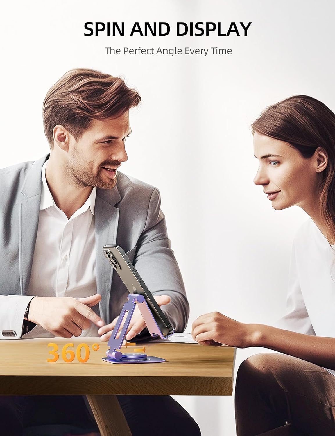 360° Rotating Multi-Angle Adjustable Phone Stand, Charging-Friendly