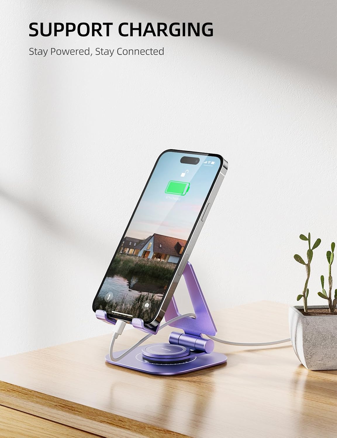 360° Rotating Multi-Angle Adjustable Phone Stand, Charging-Friendly