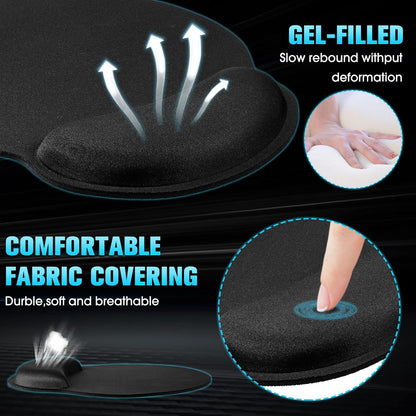 8 Pack Ergonomic Mouse Pad with Wrist Rest Gel Foam,Black