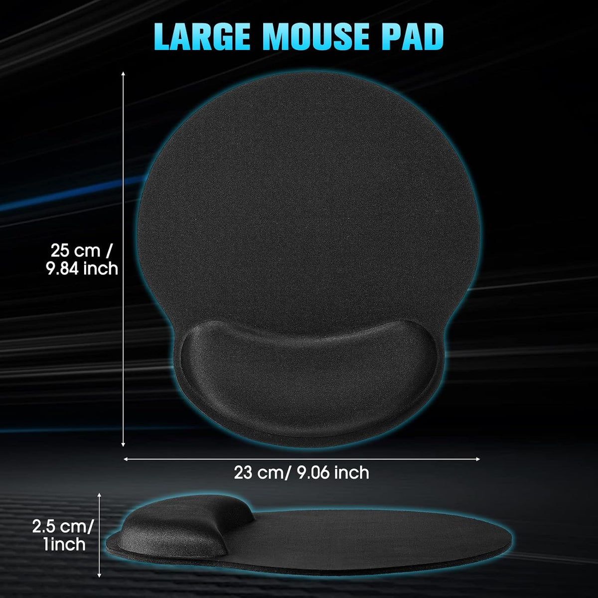 8 Pack Ergonomic Mouse Pad with Wrist Rest Gel Foam,Black