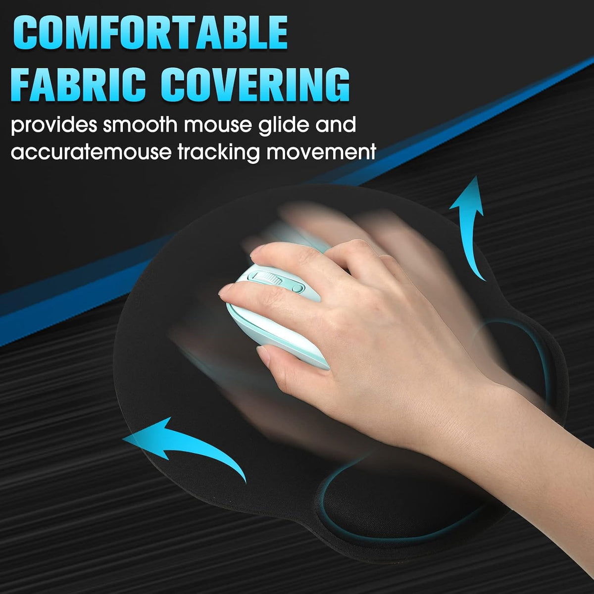 8 Pack Ergonomic Mouse Pad with Wrist Rest Gel Foam,Black