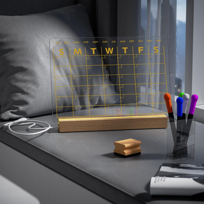 Light Up Clear Dry Drase Board 13 x 9 inch with 5 Markers, Acrylic Lighting Message Memo Note Board for Home/Office/Kitchen/Bedroom