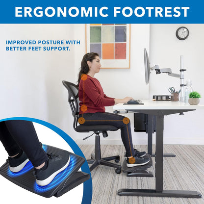 ! Under Desk Footrest, Adjustable Foot Rest Under Desk with 3 Tilt Positions, Large Non Slip Office Foot Rest with Massaging Surface, Ergonomic Foot Stool Under Desk for Home or Office