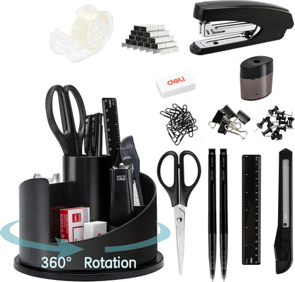 Supplies Set, Desk Accessory Organizer Kit, Black