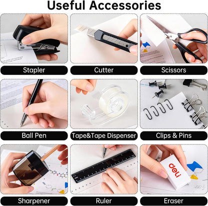 Supplies Set, Desk Accessory Organizer Kit, Black