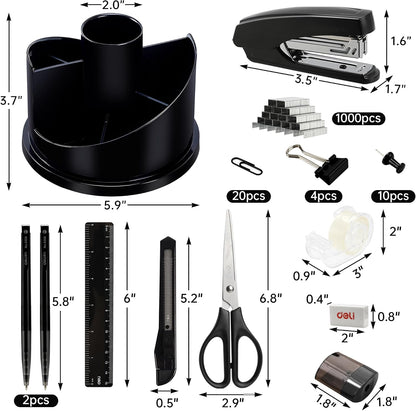 Supplies Set, Desk Accessory Organizer Kit, Black