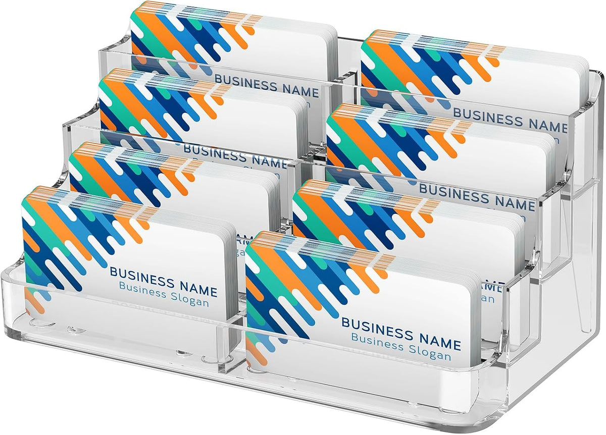 Acrylic Business Card Holder, Desktop Card Display Stand, 8 Pockets
