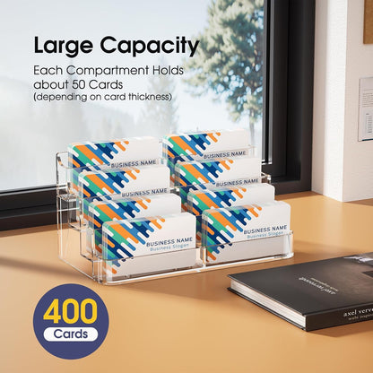 Acrylic Business Card Holder, Desktop Card Display Stand, 8 Pockets