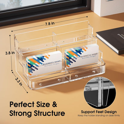Acrylic Business Card Holder, Desktop Card Display Stand, 8 Pockets