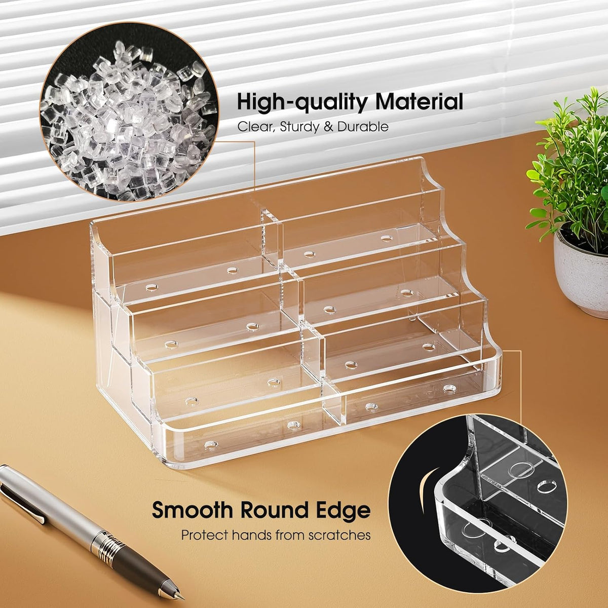 Acrylic Business Card Holder, Desktop Card Display Stand, 8 Pockets