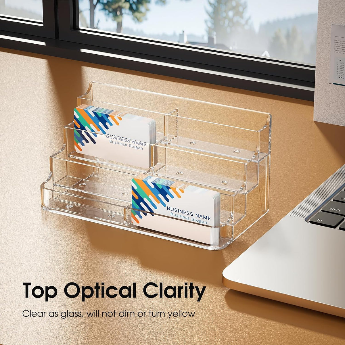 Acrylic Business Card Holder, Desktop Card Display Stand, 8 Pockets