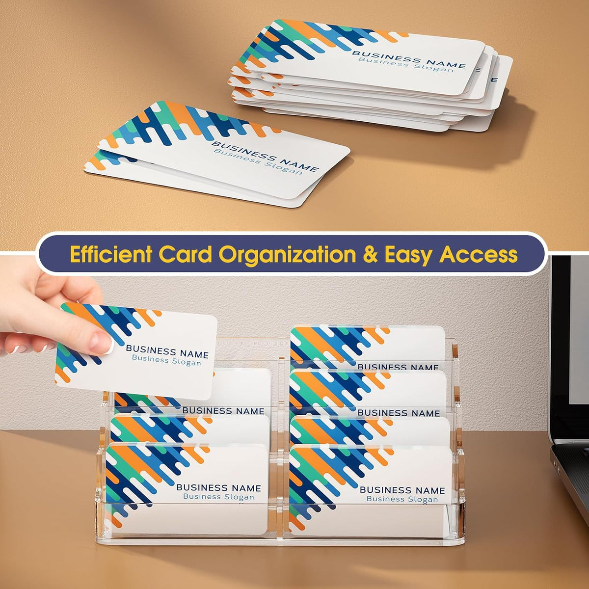 Acrylic Business Card Holder, Desktop Card Display Stand, 8 Pockets