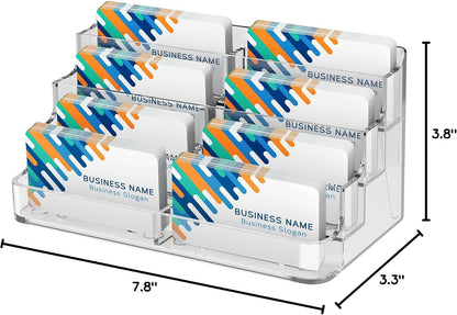 Acrylic Business Card Holder, Desktop Card Display Stand, 8 Pockets