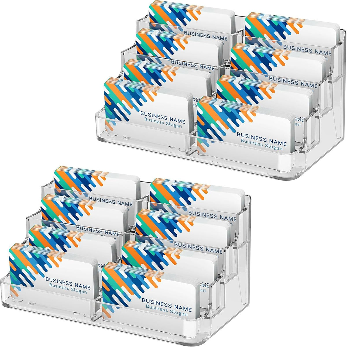 Acrylic Business Card Holder, Desktop Card Display Stand, 8 Pockets