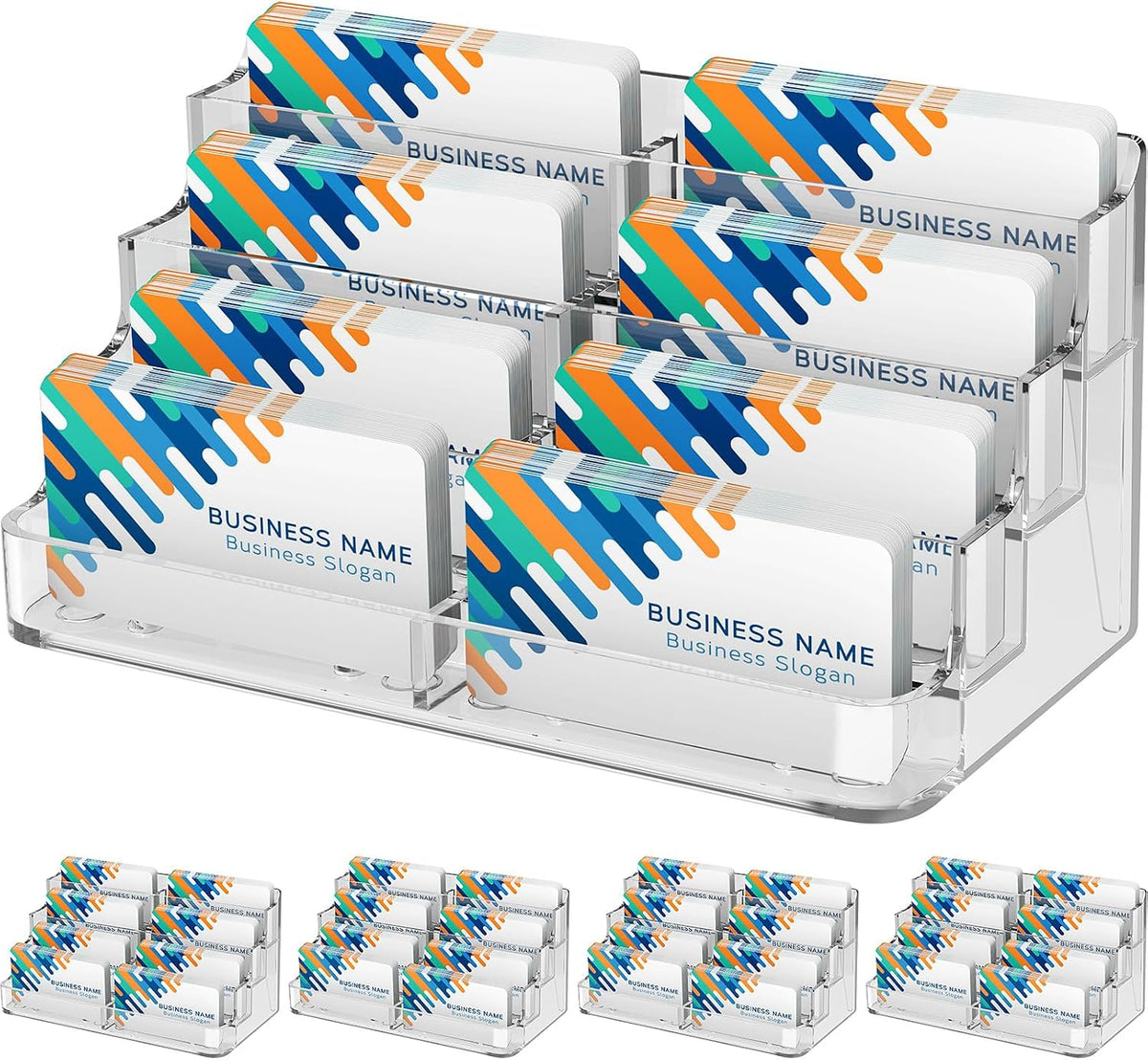 Acrylic Business Card Holder, Desktop Card Display Stand, 8 Pockets